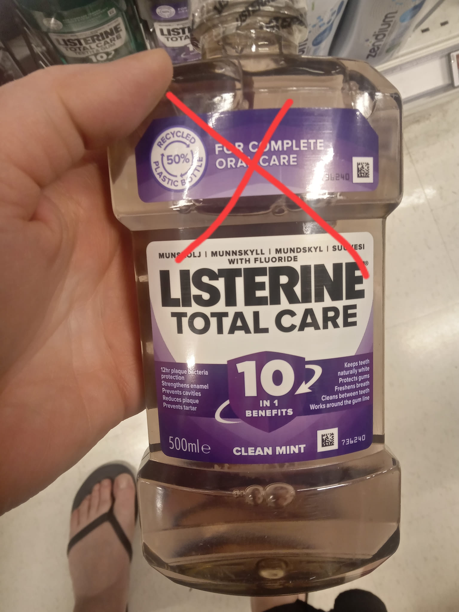 Listerine total care 10 indeholder Sodium Saccharin