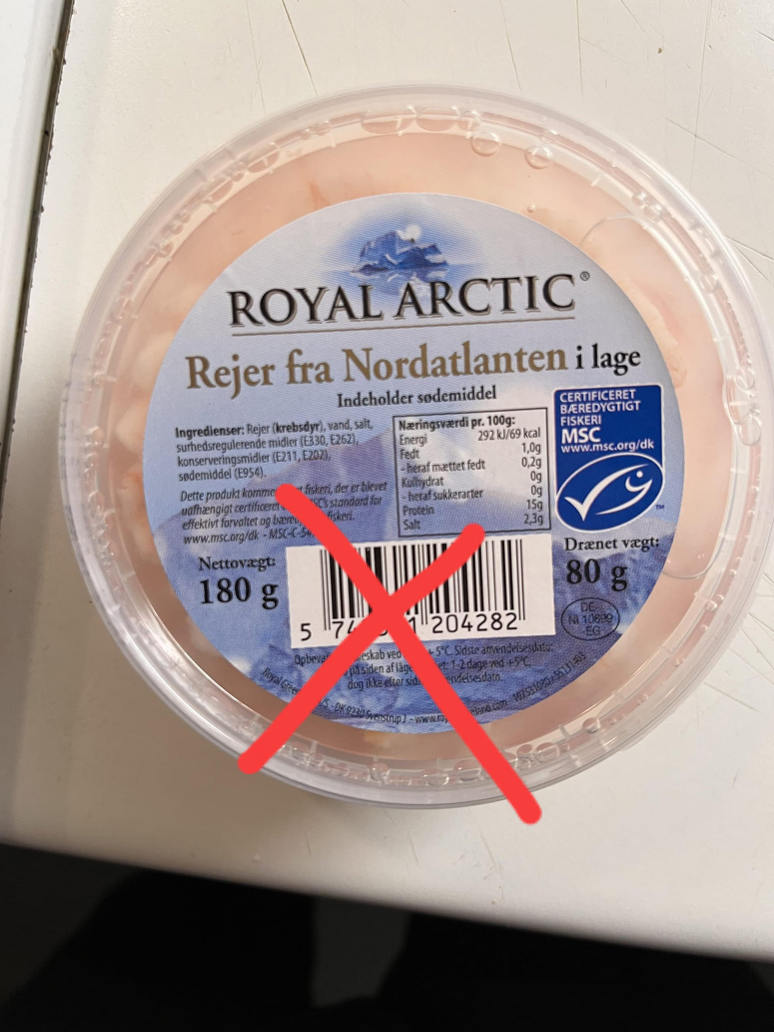 Royal arctic rejer indeholder E-954 Saccharin.
